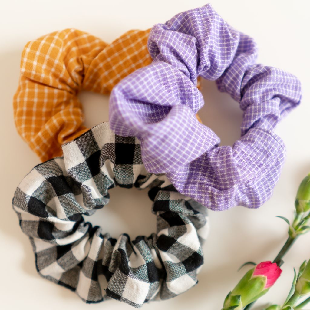 Ethically-made violet scrunchie