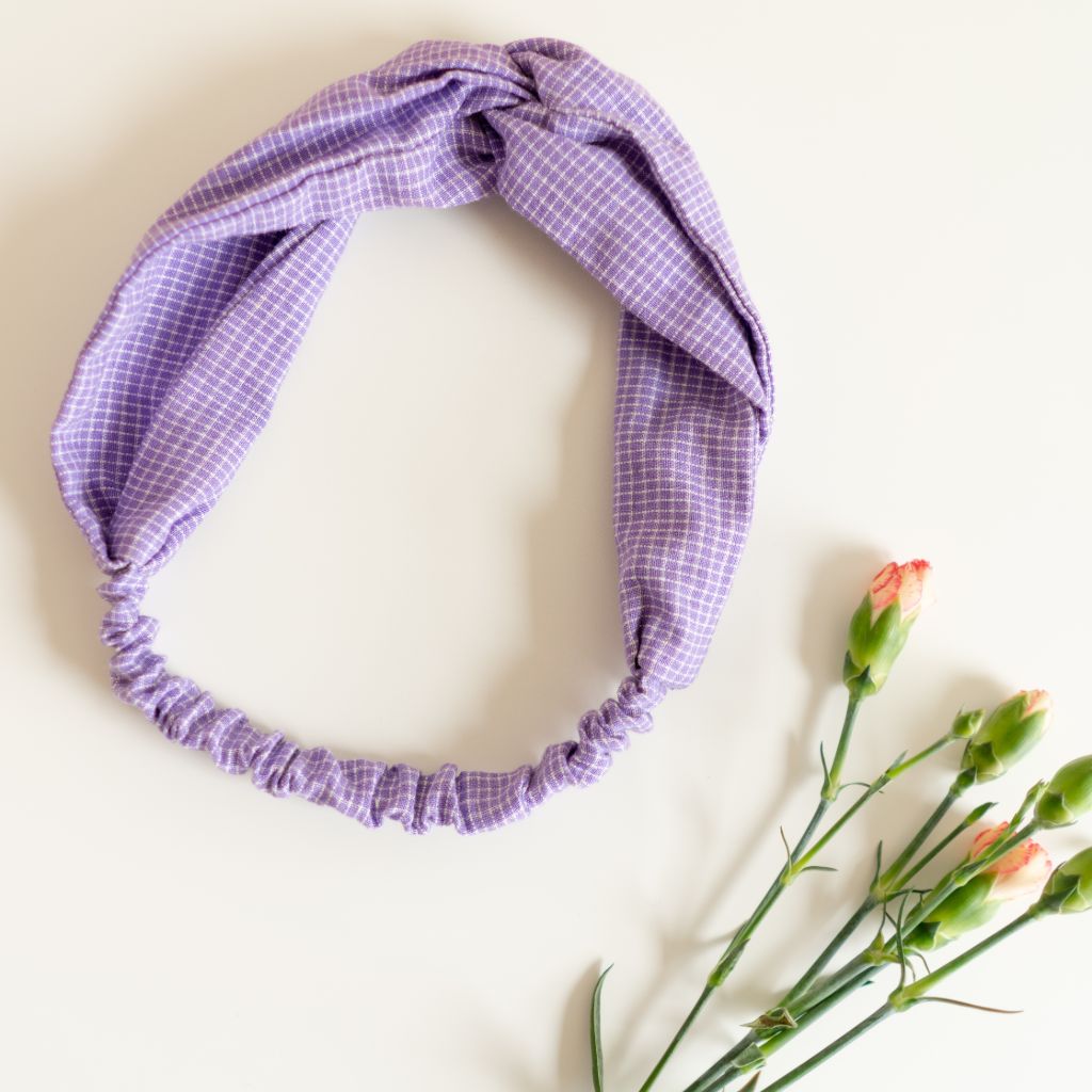 Handmade violet check hairband